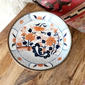 Vintage Chinese Porcelain Brass Dish